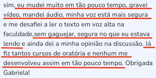 Depoimento de aluna